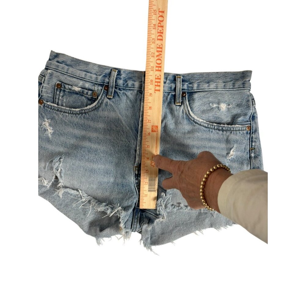 Agolde Shorts Womens 30 Parker Cutoff Distressed Denim  in Swapmeet Light Wash - Picture 8 of 9